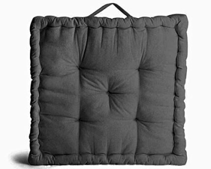 SK MERCHANDISE 100% Cotton Covered Booster Cushion Thick Seat Pads Adults Chair/Armchair/Garden Chair (Charcoal)