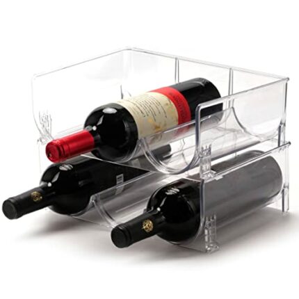 AyeVision Set of 2 Water Bottle Rack Tins Organizer Holder Stackable Plastic Countertop Wine Rack Cans Storage for Cabinet Kitchen Pantry Organiz
