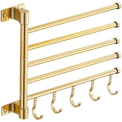 TBIIEXFL Aluminum Wall Mounted Rotating Towel Rack Bath Rail Hanger Towel Holder Bathroom Accessories Storage Rack