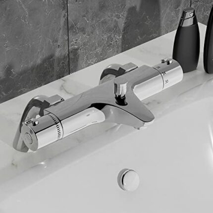 MORADO Thermostatic Shower Mixer, Thermostatic Shower Tap, Bathroom Bathtub Shower Mixing Valve with Temperature Control, Brass, Chrome Finished,