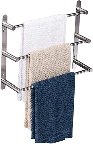 Towel Bar Rail 3-Tier Bath Towel Rack 304 Brushed Finish Stainless Steel Wall Mounted Towel Holder 40 cm Towel Rails for Kitchen Bathroom Toilet