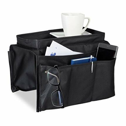 Relaxdays 6-Pocket Sofa Chair Couch Armrest Organiser Tray, Leather