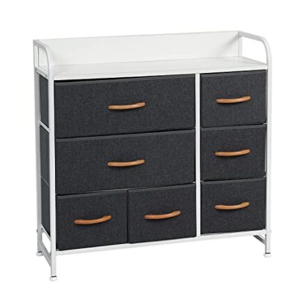 YOURLITE Chest of Drawers Fabric Storage Drawers with Wood Top & Metal Frame, Easy-Install, Large Storage Space7-Drawer Storage Organizer Unit fo