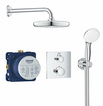 GROHE Grohtherm - Concealed Shower Set for Final Installation with Aquadimmer (Shower Arm 286 mm, 1 Spray 21 cm Head Shower, 2 Sprays 10 cm Hand