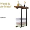 Bathroom Towel Rack with Wooden Shelf,Wall Mounted Metal Towel Holder Towel Storage Rack for Folding Large/Small Towels,Towel Racks for Bathroom,
