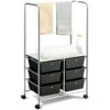 BHVXW 6 Drawer Rolling Storage Cart Hanging Bar Office Dining Room Kitchen Handle Dining Cart (Color : Svart, Size : 1pcs)