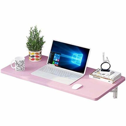 Wall-mounted Drop-leaf Table, Folding Kitchen Dining Table Desk, Home Office Table Desk, Solid Wood Table, Computer Desk,Pink-120 * 50cm/47 * 20i