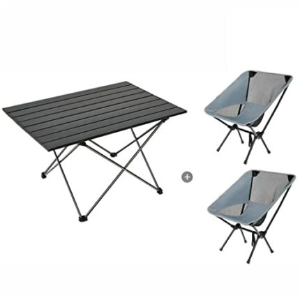 Table And Chairs Set 2 Person - Outdoor Folding Table And Chairs Patio Furniture Sets, Portable Picnic Table with Folding Oxford Cloth Chairs,for