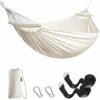 Anyoo Garden Cotton Hammock with 40CM Curved Wooden bar Portable Comfortable Hammock with Compact Travel Bag,Perfect for Indoor/Outdoor Patio Yar