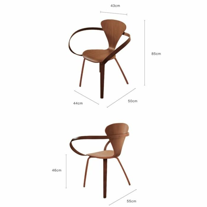 LUKEO Solid Wood Accent Dining Chair Armchair Ribbon Shaped Design Art Chair Backrest Home Furniture