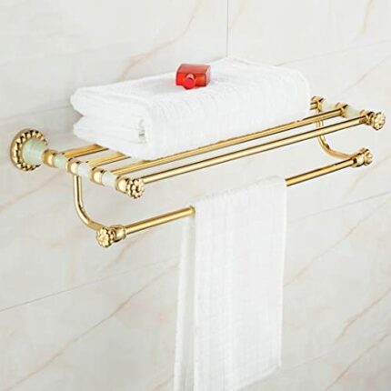 HIGOH Towel Racks,Bathroom Towel Rack Wall Mounted Towel Holder,European-Style All-Copper Natural Jade Bath Towel Rack,Bathroom Hardware, All-Cop