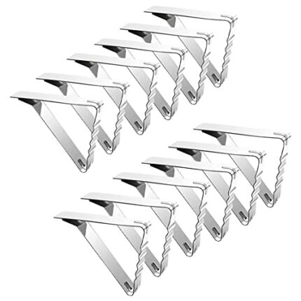 ZMREN Table Cloth Clips, 12 Pcs Stainless Steel Tablecloth Clips, Table Cloth Cover Clamps, Suitable for Indoor and Outdoor Use, for Picnics, Par