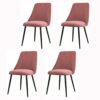 Velvet Dining Chairs Set Of 4 Black Metal Legs Lounge Chairs for Living Room Office Restaurant (Color : Grey)