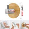 VOANZO 4PCS bamboo towel rail Wooden Stainless Steel Towel Holder Self-Adhesive Towel Hooks for Bathroom Kitchen Living Room Office