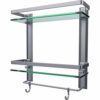 Vdomus Tempered Glass Bathroom Shelf with Towel Bar Wall Mounted Shower Storage, Brushed Silver Finish 15.2 X 5 X 16.1 inches 2 Tier Glass Shelf