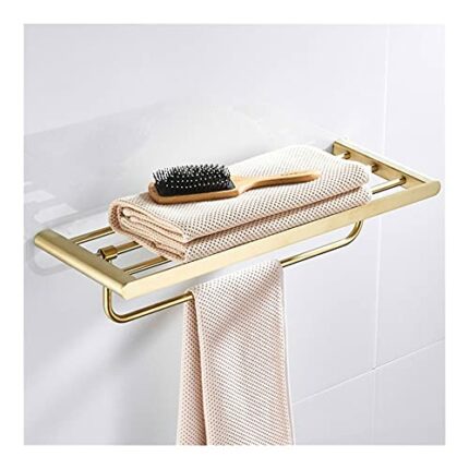 HIGOH Towel Racks, Bathroom Towel Rack Wall Mounted Towel Holder,Movable Bath Towel Holder,Brushed Foldable Wall Mounted Bathroom Towel Rack Hold