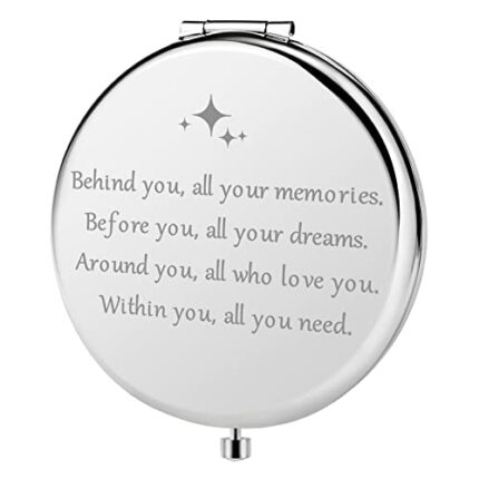 ZTA College Graduation Gifts for Her, Graduation Party Supplies Decorations, Engraved Compact Makeup Mirror for Graduates