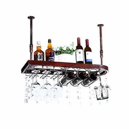 SUCHETA European Solid Wood Wine Rack Wine Glass Holder Hanging Home Bar Counter Wine Cabinet Upside Down Goblet Holder Home Decoration