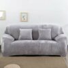 Yeahmart Thick Sofa Covers 1/2/3 Seater Pure Color Sofa Protector Velvet Easy Fit Elastic Fabric Stretch Couch Slipcover (Silver Grey, 3 Seater 1