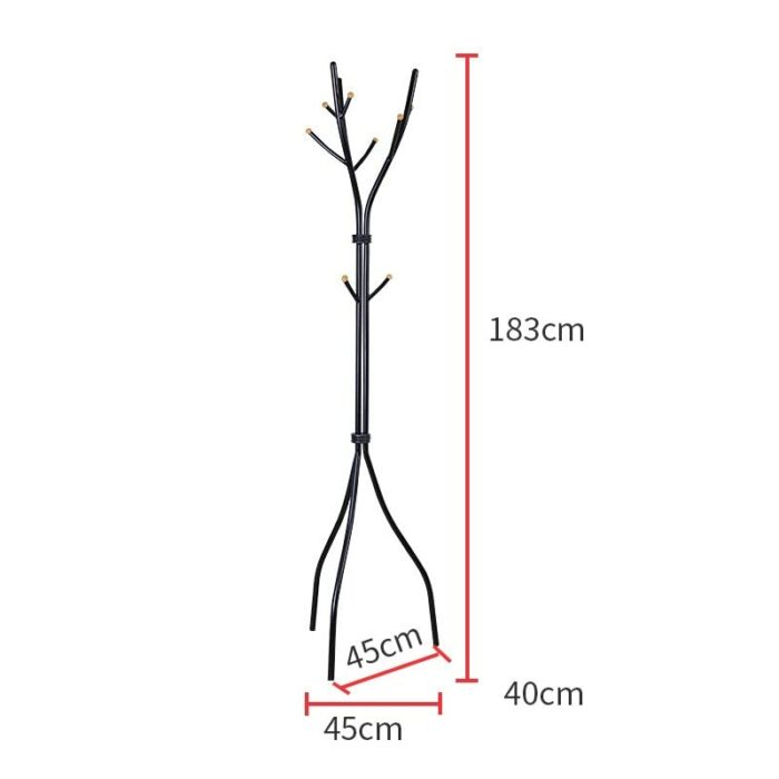 EYHLKM Iron Floor Hanger Bedroom Entrance Hat Tree Branch Hanger Living Room Hanging Bag Rack Household Coat Rack (Color : Argento, Size : 183 *