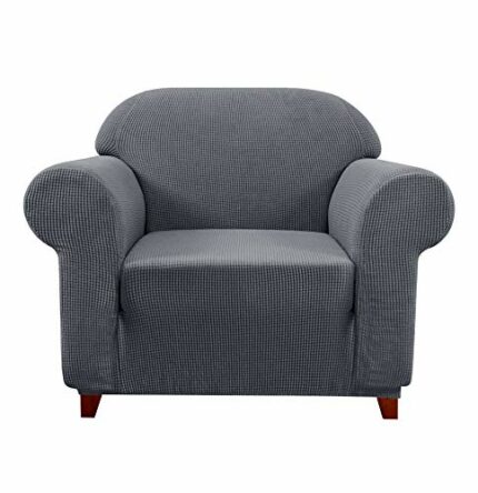 subrtex 1-Piece Stretch Sofa Cover Spandex Jacquard Fabric Slipcovers for Couch, Sofa Armchair Anti-Slip Furniture Protector (Chair, Grey)