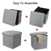 Venga amigos Folding Ottoman Storage Box,Linen Fabric Footstool with Lids,Cube Small Seat Ideal for Toy Box,Bed End,Shoe Bench,Hallway,Seating 30