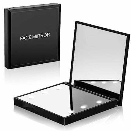 JMH Pocket Mirror, 1X/3X Magnifying Mirror with Light, LED Compact Travel Makeup Mirror, 2-Sided Handheld Folding Mirror, Purse Mirror, Portable,