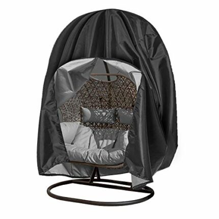 Tocawe Hanging Chair Cover, Waterproof Egg Chair Cover with Drawstring/Zipper for Patio Garden Swing Chair/Hanging Chair/Rocking Chair—Black (200