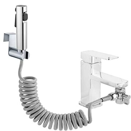 Hand Held Bidet Sprayer Dual Jet Mode Nozzle ABS Plastic Baby Cloth Diaper Spray Set with Faucet Dispenser Spring Hose Wall Mount Bracket