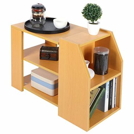 FTVOGUE 3-Tier Storage End Table, Multifunctional Storage Sofa Side Table End Table Bookshelf with Open Storage Shelves for Living Room Study Roo