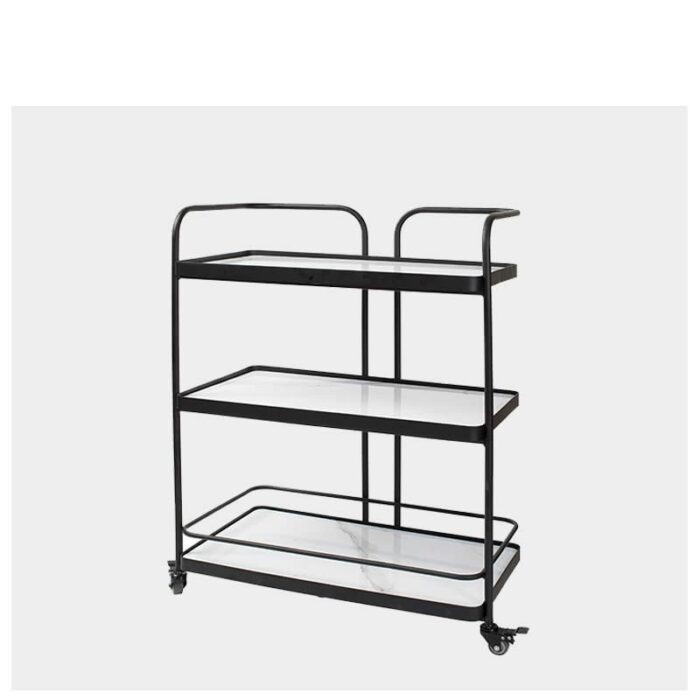 ZCMEB Nordic Style Household Mobile Trolley Kitchen Dining Room Three-tier Shelf Hotel Commercial Trolley Wine Cart