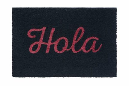 Premier Housewares Hola Doormat, Black/Red, Coir, PVC, 40 x 60 x 2 cm