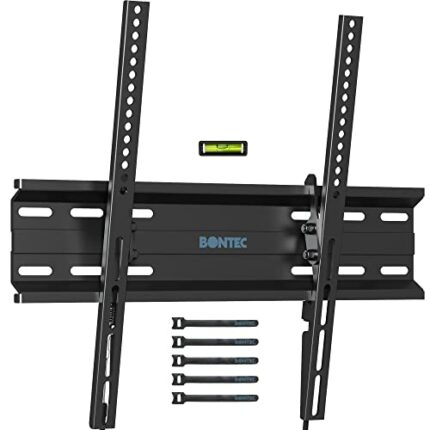 BONTEC Ultra Slim TV Wall Bracket Mount for 23"-60" LCD LED 3D Plasma TVs, Low Profile Tilt TV Wall Mount up to VESA 400x400mm, 45kg Weight Capac