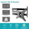 TV Wall Mount Bracket Tilt Swivel for Most 10-26 Inch LED LCD Plasma Screen Monitor, VESA 100x100mm, with Full Motion Articulating 15" Extension