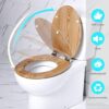 Angel Shield Antibacterial Wooden Soft Close Toilet Seat with Quick Release Adjustable Hinges Toilet Seat Easy Clean and Assembly for Bathroom 45