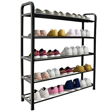 Ram® Black 5 Tier Shoe Rack Shoes Storage Organiser Holds 20 Pairs