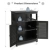 Bathroom Storage Cabinet Wood Floor Cabinet With Double Louvered Doors Black Bathroom Cabinet