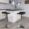 DINGZZ Black Vinyl Adjustable Height Barstool with Solid Seat and Chrome Base Stool Chair Bar Stool