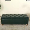 Button-Tufted Leather Storage Bench,Space-Saving Entryway Bench For Living Room Bedroom End Of Bed,Rectangle Upholstered,Light Brown,60X40X45Cm