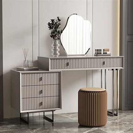 n/a Dressing Table Bedroom Dressing Table Storage Cabinet Solid Wood Combination Dressing Table (Color : Argento, Size : Light Grey)