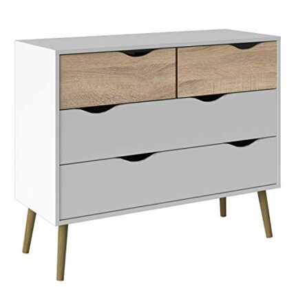 Furniture To Go | Oslo Chest of 4 Drawers (2+2) in White and Oak