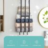 Baffect Metal Towel Rack, Wall mounted Towel Storage Organizer with 3 Support Bar Rails, Heavy-duty Towel Holder with 5 Hanging Hooks for Bathroo