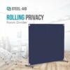 Steel-AID Room Divider | Freestanding Office Wall Partition with Blackout Screen, Restaurant, School, Church, Classroom, Dorm Room, Kids Room, Fr
