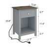 ChooChoo Nightstand with Charging Station, Wooden Top Bedside Table with Drawer and Storage Space for Bedroom, Grey