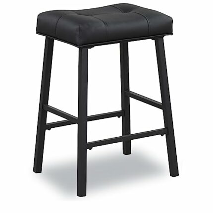 KAIRUITUCH Bar Stools Bar Chairs PU Leather Upholstered Breakfast Stools Easy Assembly Suitable for Kitchen, Bar, Dining Room, KR302PBK1