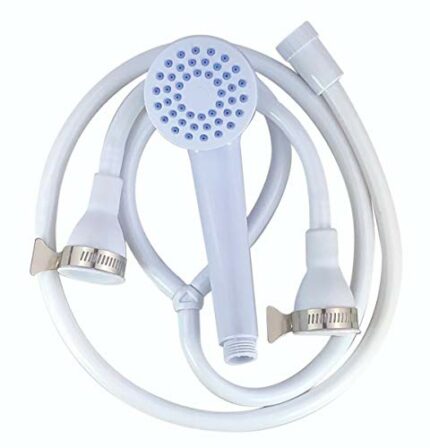 Double Tap Bath Sink Shower Head Hose Spray Hair Dresser Pet Push On Mixer - for Round taps up to 2cm in Diameter 1.5-1.7m with Stainless Steel C
