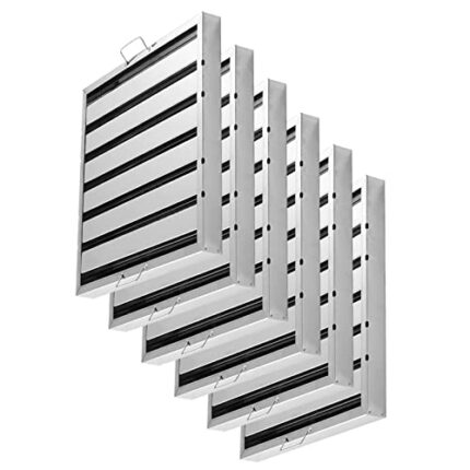 Pack of 6 49.5 CM x 49.5 cm Commercial Kitchen Hood Canopy Grease Baffle Filter Restaurant Large Canopy Filter Exhaust Hoods 18/8 Stainless Steel