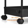 4-Tier Storage Trolley Cart, Slide-Out Cart with Wheels Rolling Utility Shelf Rack for Kitchen Bathroom with Hanging Cups & Partition