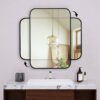 Umzodo 20"x30" Brushed Matte Black Mirror for Wall, Rounded Rectangle Mirror with Metal Frame Deep Set Design Hanging for Bathroom Entryway Vanit