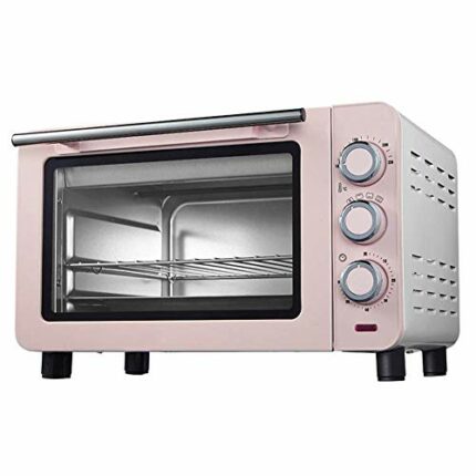KKYKP Automatic Mini Oven Electric with 60 Minute Timer Including Baking Tray And Anti-Scalding Gloves 1200w Cooking Power 15L Capacity Blue Pink